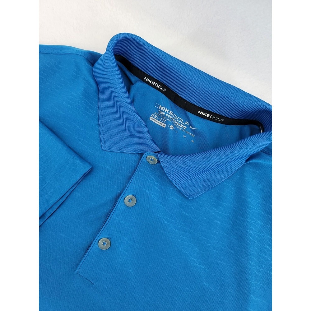 Nike‎ Golf Tour Performance Dri-FIT Blue Textured Polo Shirt Mens XL Preppy